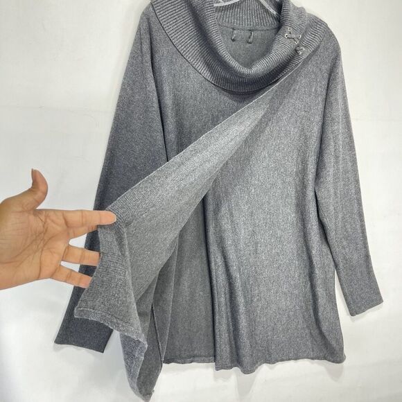 JM Collection Sweater Womens Size L Gray Crossover Turtleneck Dolman Sleeve - Picture 4 of 11